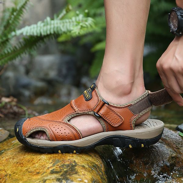 

selling sandals fashion sandals genuine leather outdoor wading shoes fashion summer breathable, Black