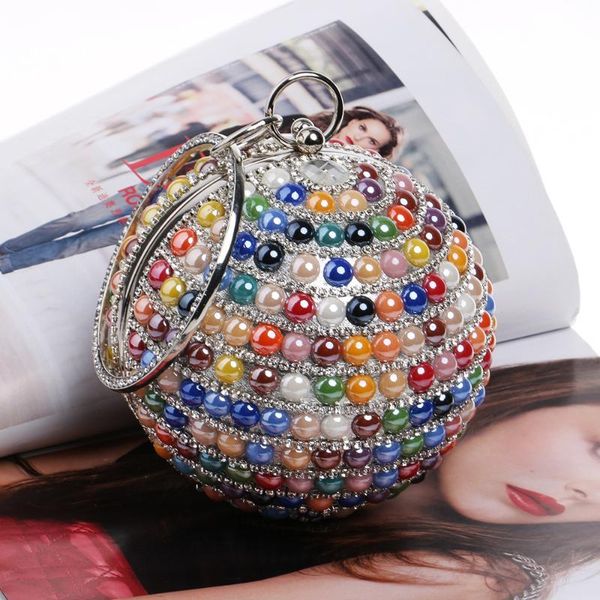 

2020 новый женский pearl dot день клатчи вечерняя сумка женская партия невесты венчания круговая бисероплетение макияж сумки бриллианты chai