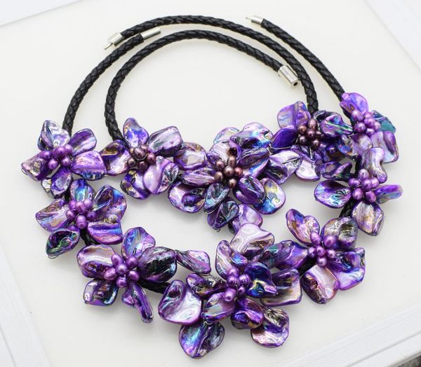 

one set freshwater pearl purple shell baroque flower necklace earrings 18inch fppj wholesale beads nature, Black