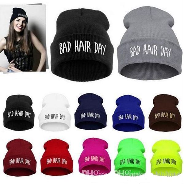 Kış Unisex Erkekler kadın Şapkalar Kötü Saç Günü Yapış Sırt Beanie Bonnet Femme Gorros Örgü Hip Hop Spor Şapka Kayak Kap B270