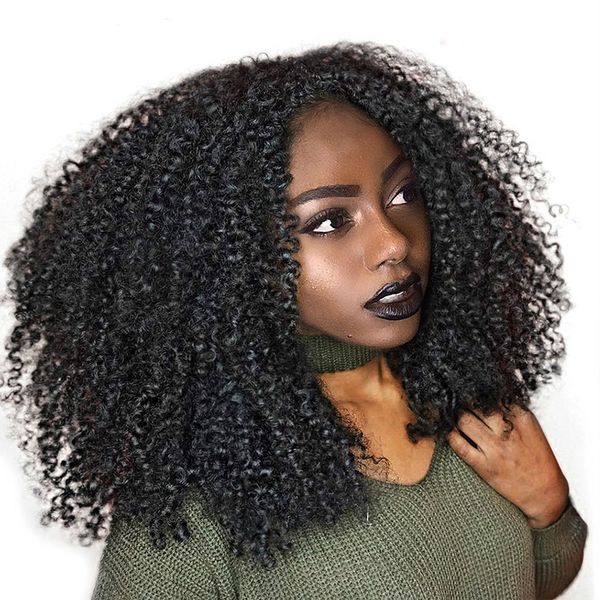 Kinky Curly Wig Natural Black Lace Front Human Hair Wigs For Black Women Pre Plucked 150 Density Remy Wigs Dreadlock Wig Short Wigs For Women From