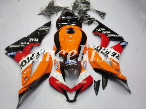 

4 бесплатные подарки новый abs полный обтекатели комплект подходит для honda cbr600rr f5 2007 2008 07 08 кузовного набор оранжево-красный