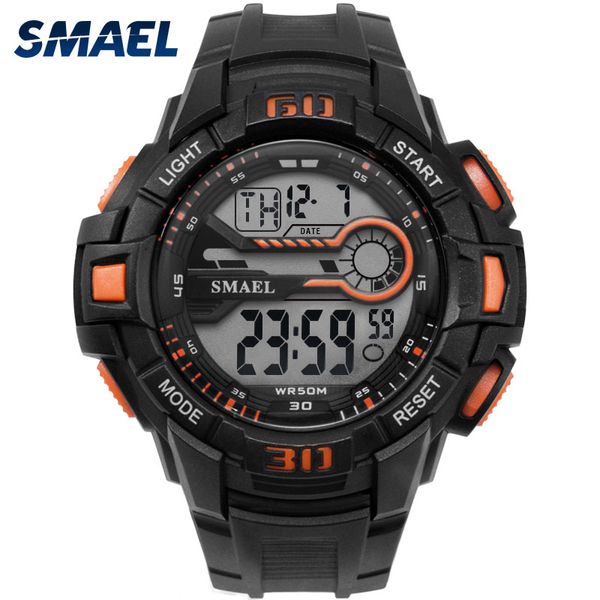 Orologi sportivi 5Bar Water Resist SMAEL Orologi LED di marca Orologio automatico da uomo con quadrante grande 1513 Orologi da polso digitali impermeabili