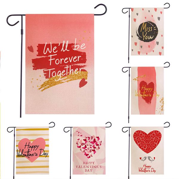 

день святой валентины сад флаг romantic love heart висячие баннеры флаги главной украшения партия двойная сторона печать льняных 30 * 45см