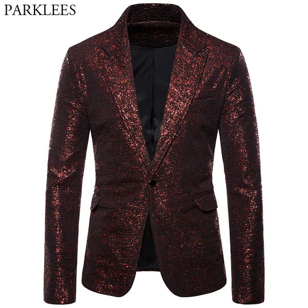 

men's stage performance blazer jacket 2019 brand new one button slim fit sequin dress blazers party wedding blazer masculino red, White;black