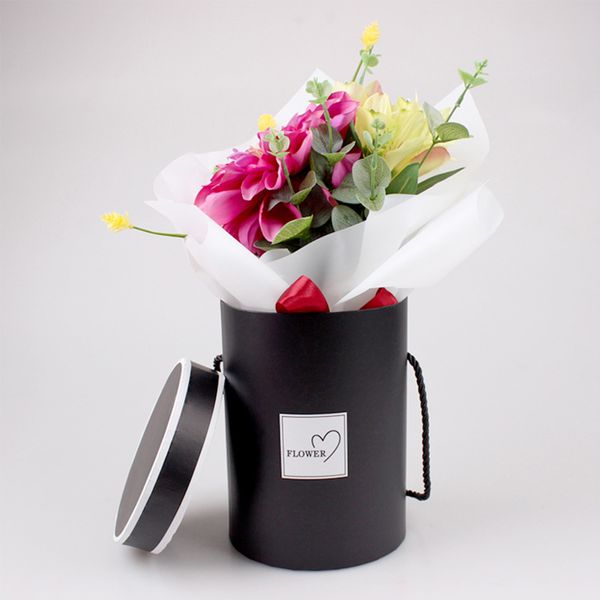 

140*180mm round flower paper boxes with lid hug bucket florist gift packaging box gift candy bar boxes party wedding supply