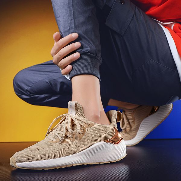 

men soft breathable leather fashion shoes mens shoes casual male mesh wear-resistant sneakers tenis masculino plus size 46, Black