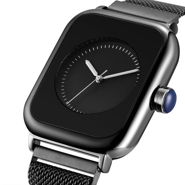 

rebith brand elegant women watch retro square lady wristwatch unique female dress magnet mesh band quartz clock, Slivery;brown