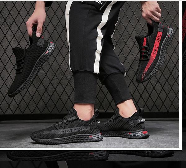 

men shoes leisure wild coconut shoes men 2020 spring new wave of men's soft breathable mesh sports men, Black