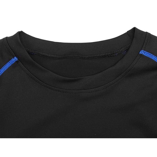 

mens tight fitness athletic t-shirt stretch quick-drying round neck long-sleeved t shirt sec88, Black;blue