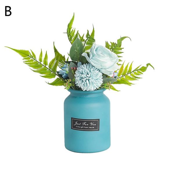 Artificial Flower Vase With Flower Simulation Bouquet Glass Vase