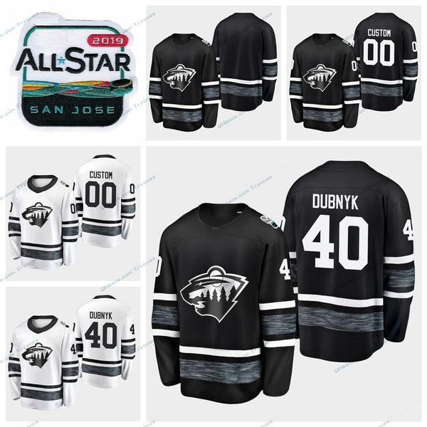 

2019 all star game minnesota wild devan dubnyk stitched jerseys men black white customize all-star #40 devan dubnyk hockey jerseys, Black;red
