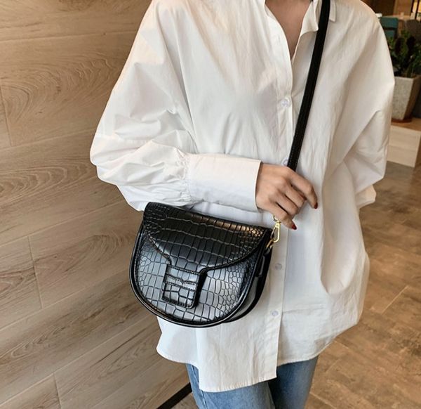 

Designer Women Handbag Fashion Plain Saddle Bag Alligator Design Luxury Senior Crossbody High Quality Girl Shoulder Bag//