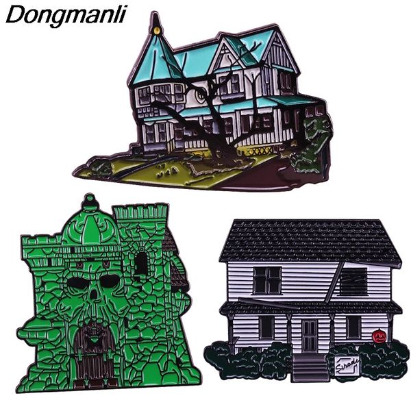 

p5116 dongmanli horror movie hard house enamel pin badge backpack collar lapel jewelry 80s collectors gift, Gray