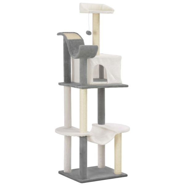 

cat tree with sisal scratchers gray and white 155 cm other bird supplies