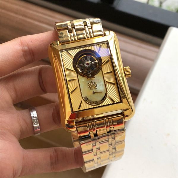 

42mm automatic movement 316l f56 luxury fashion gold stainless mens dial men's watches steel case casual band wristwatches japanes blof, Slivery;brown
