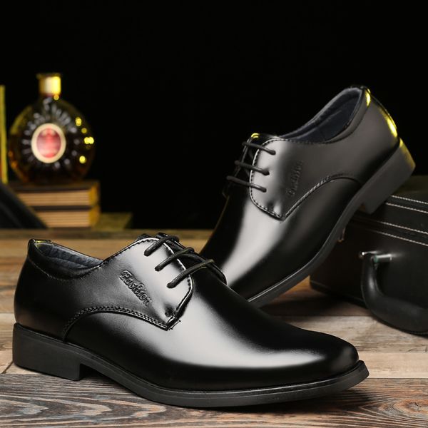 

2019 newly man dress shoes men casual genuine leather size 38-44 head soft anti-slip driving erkek ayakkabi black sneakers
