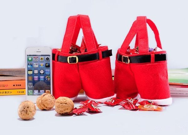 

creative festivals gift treat candy wine bottle bag santa claus suspender pants trousers decor christmas gift bags fa3333
