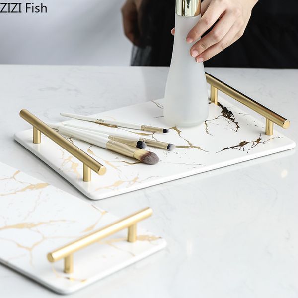 

nordic imitation marble storage tray rectangle ceramics tray desksmall items jewelry display home storage tools