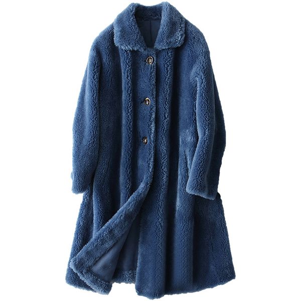 

real fur coat female jacket 100% wool coat autumn winter jacket women sheep shearling fur korean pink jackets kqn18214 my2025, Black