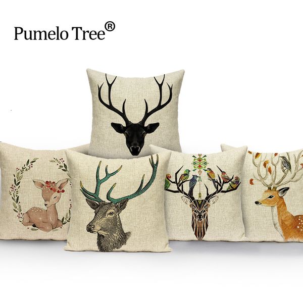 

alce christmas cushion covers car beds gift pillow cover print cartoon moose linen pillow covers decorative custom throw pillows