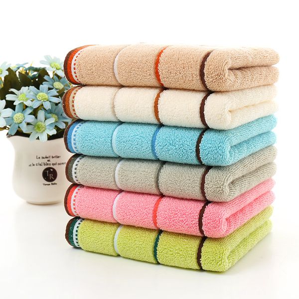 

towel wholesale 100% cotton 32 yarns thickening 6 color stripe face hand wash hair dry towel 3 pcs
