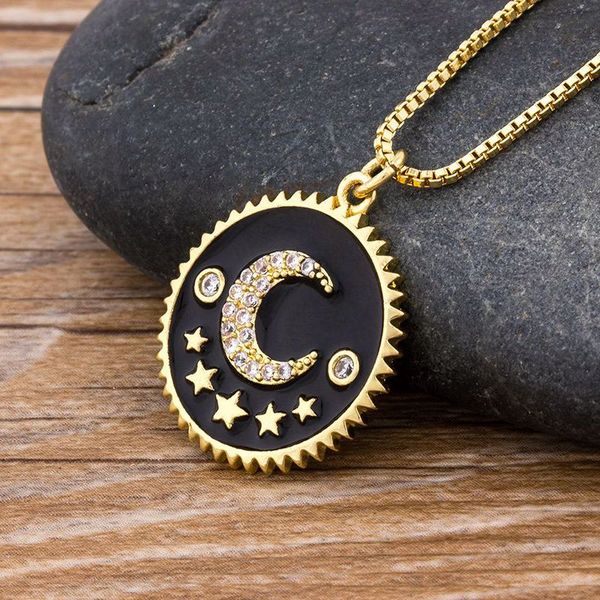 

new arrival copper zircon crystal gold pendant necklaces for women fashion moon star necklace choker custom jewelry gift, Silver