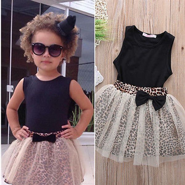 

emmababy 2pcs sets toddler kids baby girls clothes vest t-shirt +tulle leopard skirt dress summer clothes sets hot, White