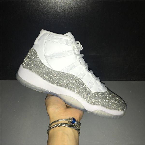 

new 11 xi gs wmns metallic silver white women basketball shoes designer high cut 12s sneakers sports outdoor trainers with box size 4-11