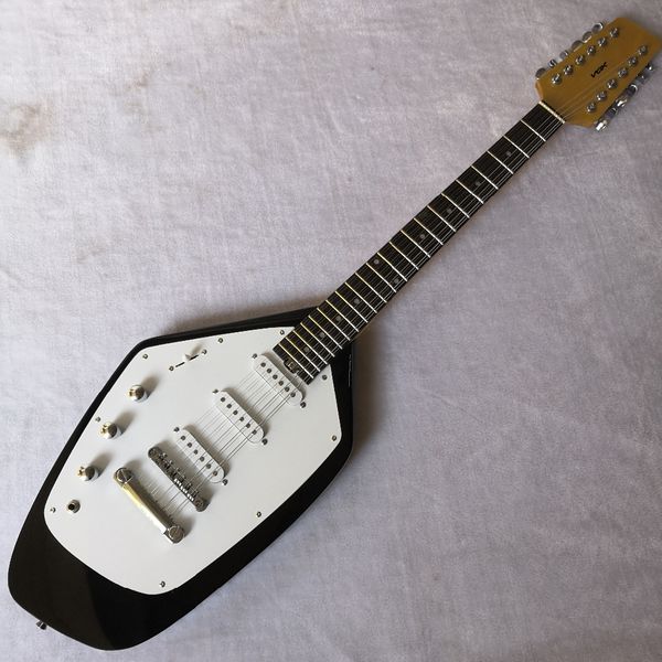

new custom left hand irregular 12 string electric guitar maple neck, black paint ing