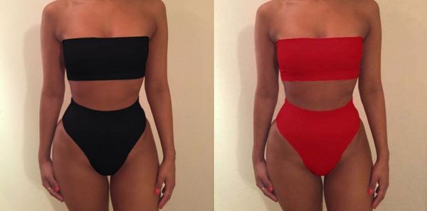 

strapless bikini set women push-up high waist swimsuit beach swimwear bathing suit