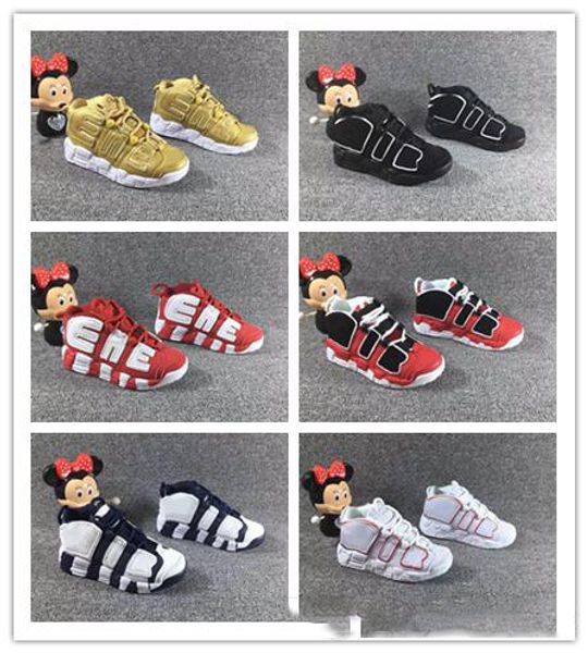 

infant more uptempo pippen kids basketball shoes buiis volt black red white children olympic dream team athletic sports sneakers size 28-35