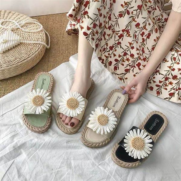 

the est spring and summer of ins in 2020 with women slippers fashion beach indoor word daisy slippers soft and comfortable rubber sole