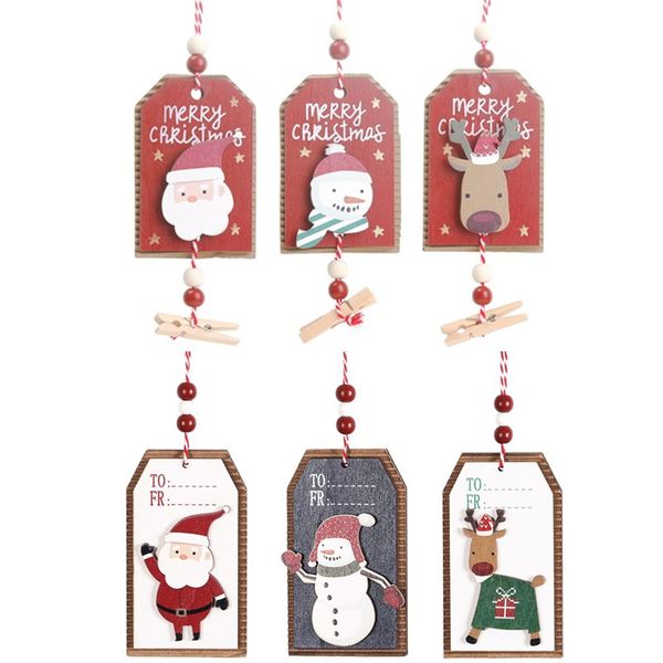

merry christmas diy kids gift tags to from santa claus snowman tag wooden card optional string with clip craft label party decor