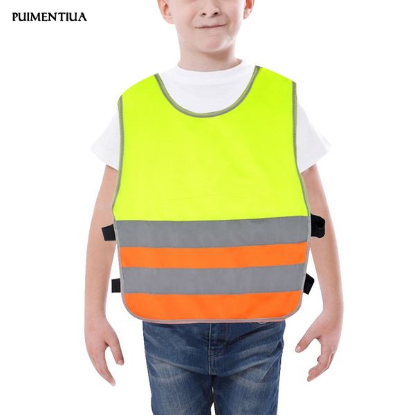 

puimentiua 2019 kids safety security high visibility vests road traffic children reflective vests clothing jacket sale, White;black