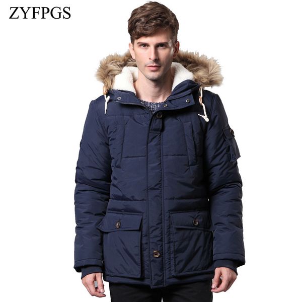 

zyfpgs 2018 новая куртка мужской зима толстая теплая куртка мужская с капюшоном высокого качества zipper mens вскользь пальто parka толстые, Black