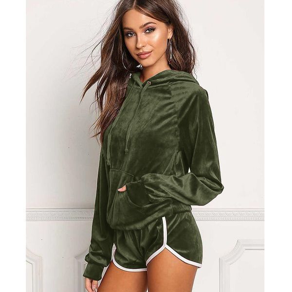 

women s designer 2 piece sets women velvet sports set fitness suit sweater running tights stripes legging female gym drop shipping, Gray