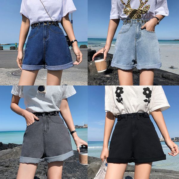 

large size high waist denim shorts for women vintage brand shorts jeans women denim slim hip plus size -5xl blue