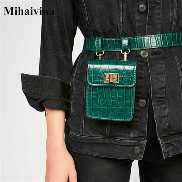 

mihaivina alligator fanny packs for women leather belt waist pack mini shoulder bag lady's belt bags chest handbag shoulder bag