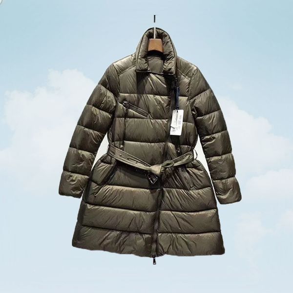 

women parka down jacket winter 2019 slim cloak coat with belt stand collar 90% quality white duck down coats female thick ty720, Black