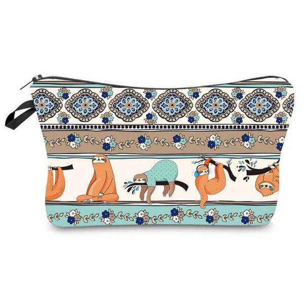 

dhl 100pcs bradypod printing cosmetic bag women polyester multifunctional zipper clutch storage bag