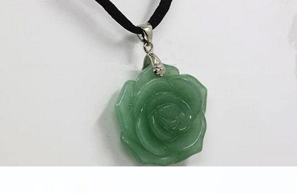 

естественный свет зеленого нефрита резьба нефрита кулон талисманом розы ожерелье кулон серебро, Silver