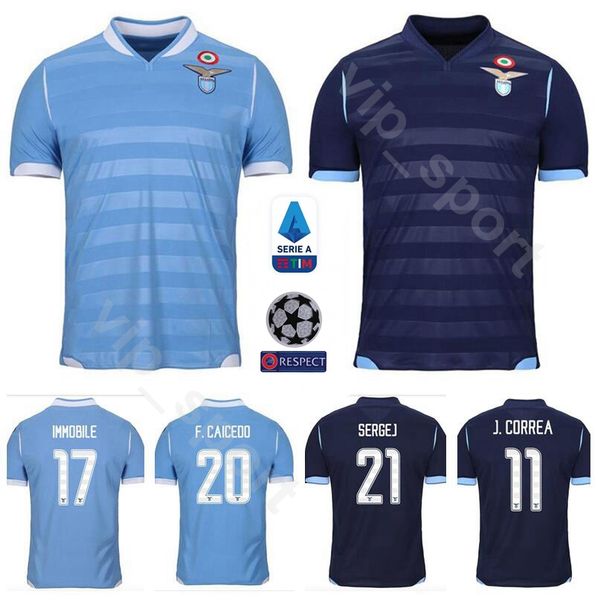 

lazio 2019 2020 soccer 11 correa jersey 16 parolo 6 lucas 1 strakosha 20 caicedo lazzari 17 immobile 21 sergej football shirt kits, Black;yellow