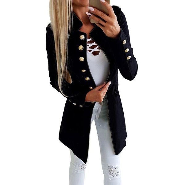 

2019 new office women long coat overall long blazer fashion single breasted winter slim jacket solid female red black outerwear, Tan;black