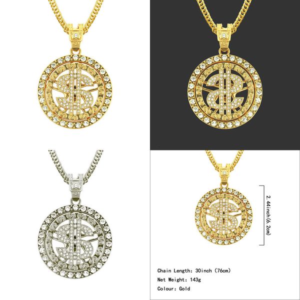 

18 k gold plating hip-hop man diamond pendeloque cut necklace men and women cuban link chain collier de bijoux de créateurs de luxe, Silver