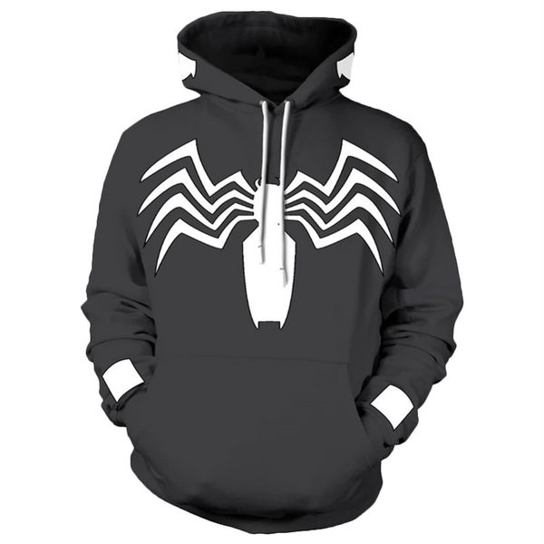 

venom black 3d print hoodies sweatshirt with cap comics mens neutral autumn clothing