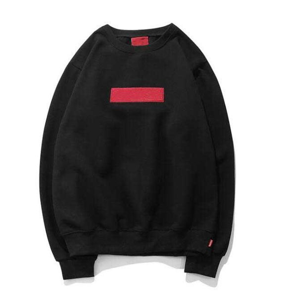 

europe united state tide brand suprême sweatshirt men designer large embroidery pullover jacket fashion box logo round neck sweater red mark, Black