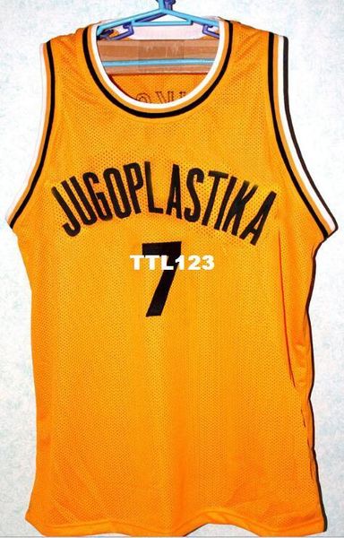 

vintage men #7 toni kukoc jugoplastika college jersey color size s-4xl or custom any name or number jersey, Black;red