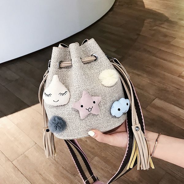 

women canvas bucket shoulder bag fashion casual bucket messenger bags solid cute crossbody composite bag for femal tote handbag