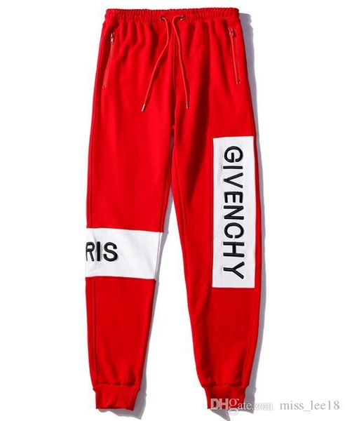 

20s осенних брюки парижских мод галстука струнных писем вышивания печать мужчины и женщины случайных брюки пару спорт беговые брюки оптом, Black